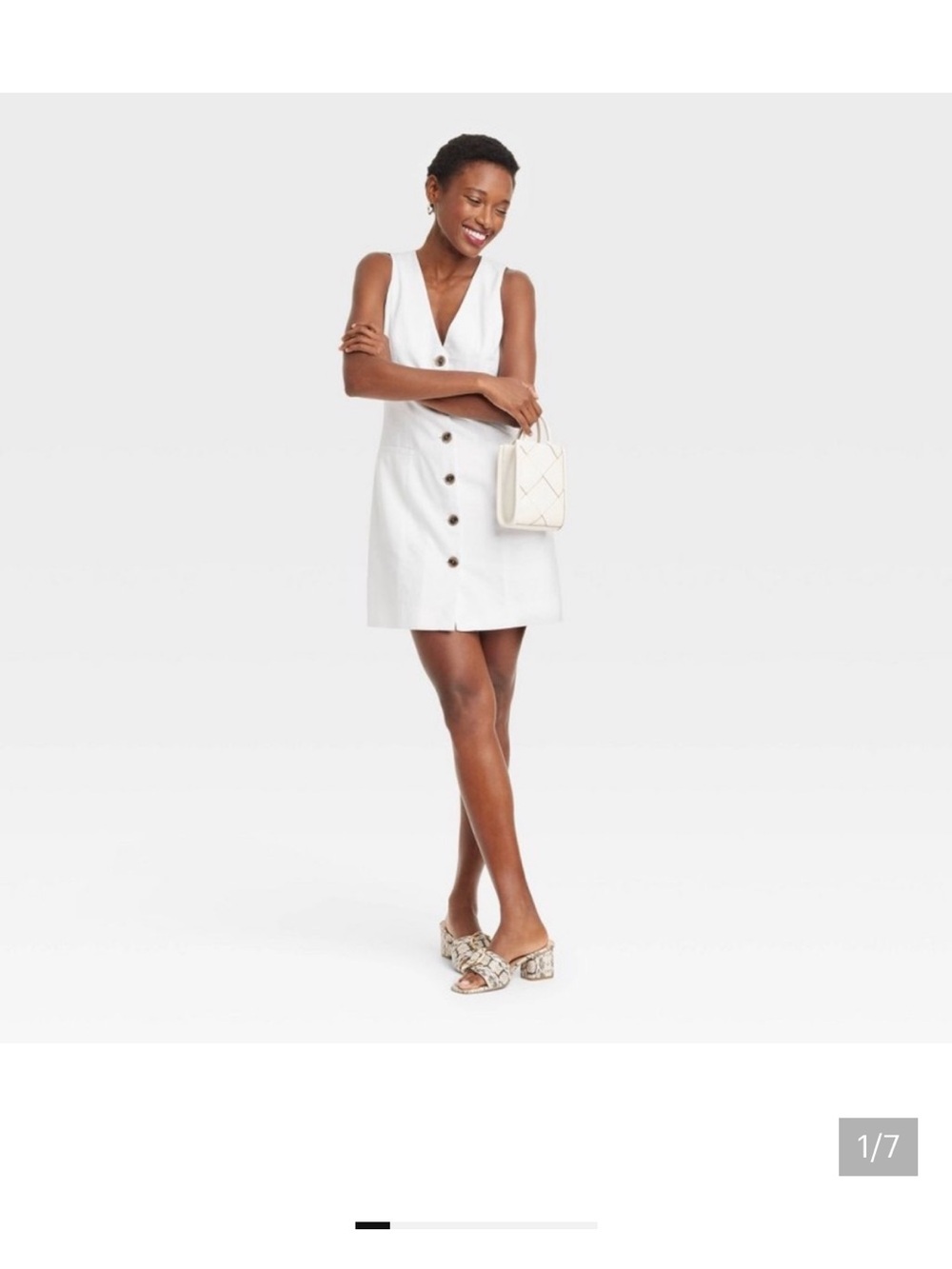 a new day White Button-Front Sleeveless Mini Dress